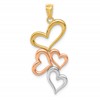 14K with Rose and White Rhodium Tumbling Hearts Pendant