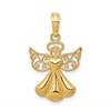 14K Polished and Textured Guardian Angel with Heart Pendant