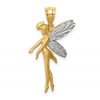 14k and White Rhodium Diamond-cut Fairy Pendant