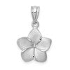 14K White Gold Satin Diamond-cut Plumeria Pendant