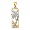 14K Two-tone Palm Tree in Frame Pendant