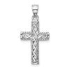 14K White Gold Polished Braided Cross Pendant