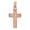 14K Rose Gold Polished Braided Cross Pendant