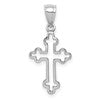 14K White Gold Polished Budded Cross Pendant