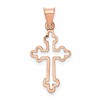 14K Rose Gold Polished Budded Cross Pendant
