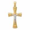 14K Two-tone Brushed and Polished Greek Key Crucifix Pendant
