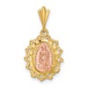 14K Two-tone Polished Our Lady of Guadalupe Oval Pendant