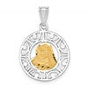 14K Two-tone Brushed and Polished Diamond-cut Virgin Mary Pendant