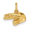 14K American Sign Language Alphabet Fingerspelling Sign H Pendant