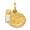 14K Polished White Enameled Milk and Cookies Pendant
