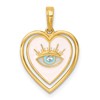 14k with White Rhodium Polished Multi Color Enamel Eye In Heart Charm
