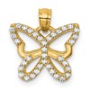 14k Polished CZ Cut Out Wing Butterfly Pendant