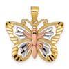 14k Two-tone with White Rhodium Diamond-cut Polished Cut-out Butterfly Pendant
