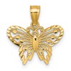 14k Polished and Diamond-cut Cut-out Butterfly Pendant
