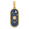 14k with White Rhodium Polished Blue Enamel Sun Moon and Stars Charm