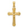 14k Polished and Diamond-cut Grooved Hollow Back Cross Pendant