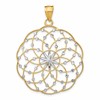 14k and White Rhodium Diamond-cut Spiral Circle Pendant