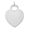 14k White Gold Polished Engravable 22mm Heart Disc Pendant