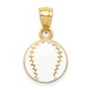 14k White Enameled Baseball Pendant