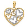 14K and White Rhodium Polished Hearts inside Heart Pendant