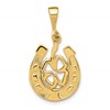 14k Clover in Horseshoe Pendant