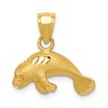 14K Satin Diamond-cut Manatee Pendant