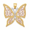 14k Two-tone with White Rhodium Diamond-cut Butterfly Pendant