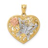 14k Tri-color Butterfly Heart Pendant