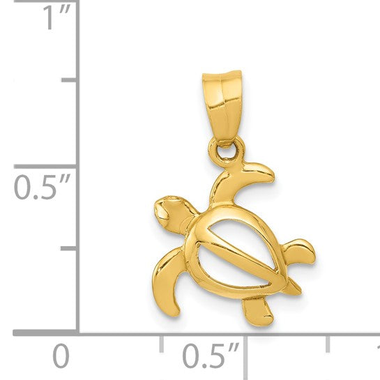 14k Gold Small Open Turtle Pendant
