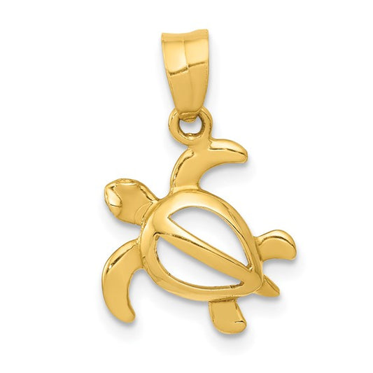 14k Gold Small Open Turtle Pendant