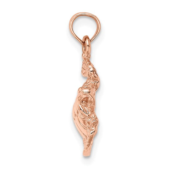 14k Rose Gold Textured Sea Turtle Charm