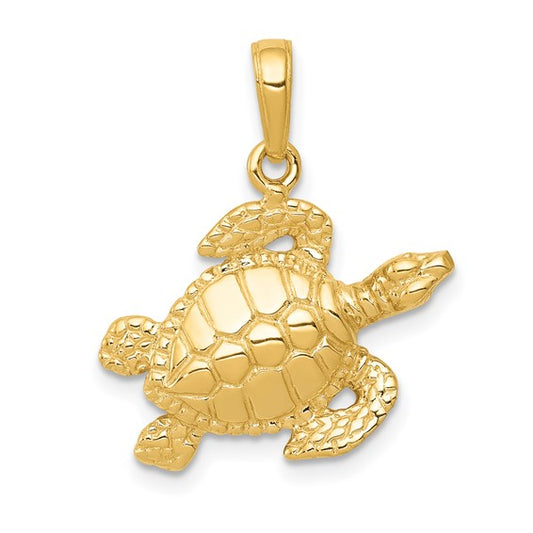 14k Gold Sea Turtle Pendant