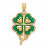 14K 4-Leaf Clover Pendant with Green Enameled Tips Pendant