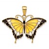 14K Yellow Enameled Butterfly Pendant