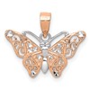 14k Rose Gold with White Rhodium Diamond-cut Butterfly Pendant