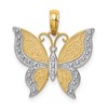 14K and White Rhodium Butterfly Pendant