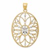 14k and White Rhodium Floral Filigree Medallion Pendant