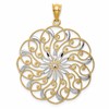 14k and White Rhodium Diamond-cut Fancy Swirl Pendant