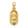 14k 3-D August/Green Synthetic Stone Engravable Baby Shoe Charm