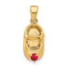 14k 3-D July/Red Synthetic Stone Engravable Baby Shoe Charm