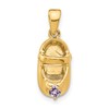 14k 3-D June/Light Purple Synthetic Stone Engravable Baby Shoe Charm
