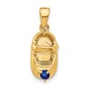 14k 3-D September/Blue Synthetic Stone Engravable Baby Shoe Charm