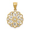 14K and White Rhodium Diamond-Cut Round Pendant