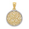14K and White Rhodium Filigree Circle Pendant