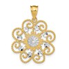 14k and White Rhodium Diamond-cut Swirl Round Pendant