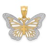 14k and White Rhodium Butterfly Pendant