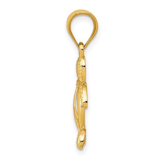 14k Gold Peace Sign Turtle Pendant