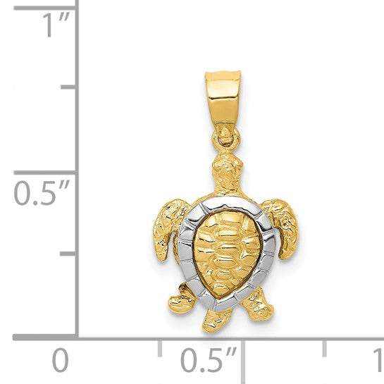 14K Gold Two-tone Gold Turtle Charm