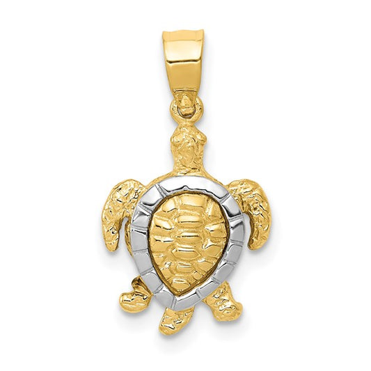 14K Gold Two-tone Gold Turtle Charm