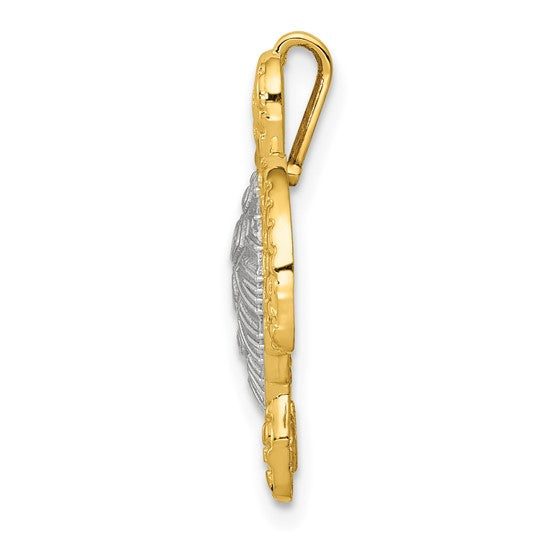 14K Gold Two-Tone Turtle Pendant Chain Slide